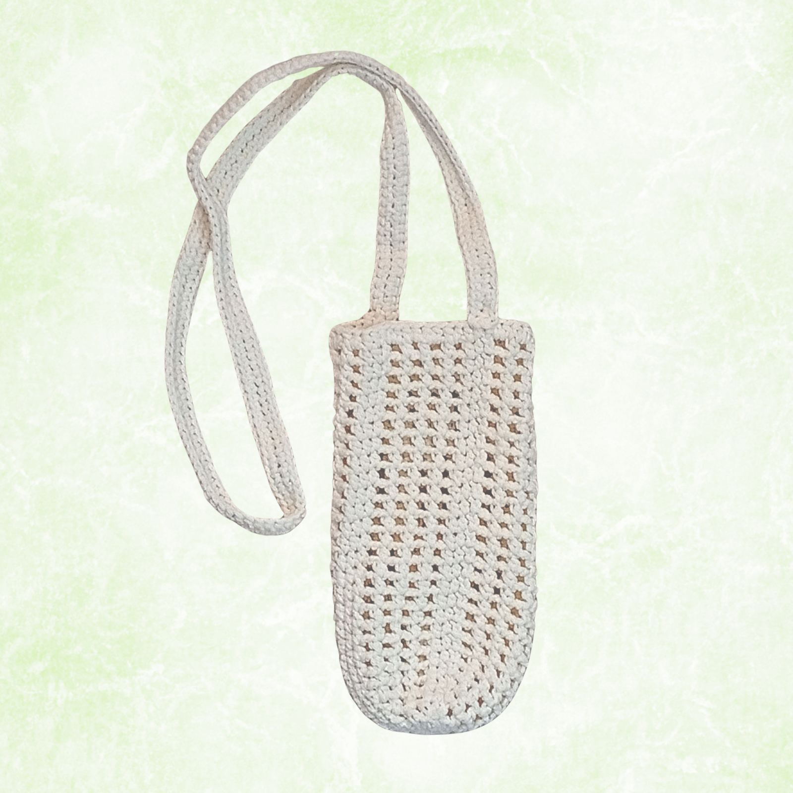 Crochet Water Bottle Holder Bag, Boho Bottle Carrier, Cotton Shoulder Sling, Handmade Drink Holder, Festival Crossbody Bag, Summer Gift-3