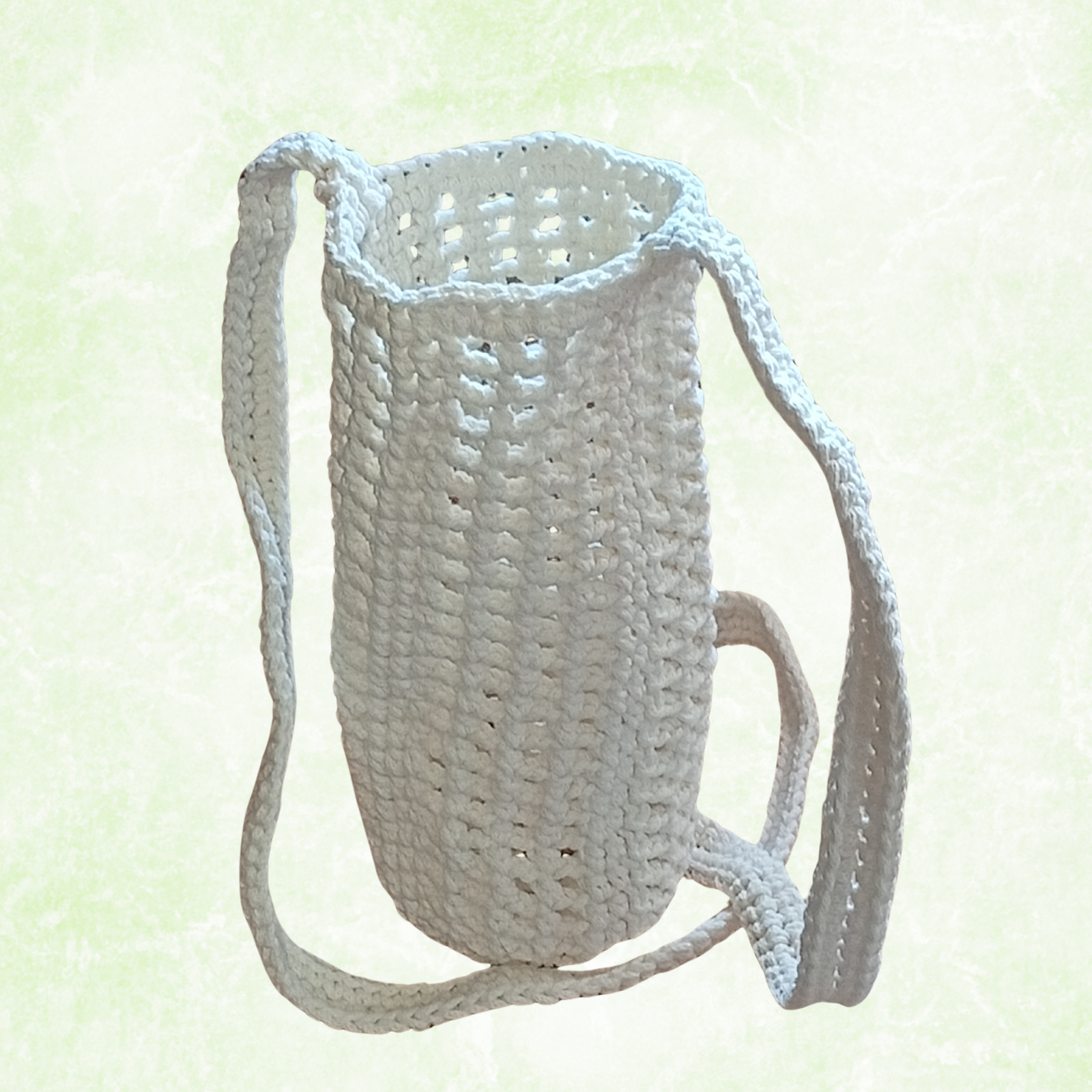 Crochet Water Bottle Holder Bag, Boho Bottle Carrier, Cotton Shoulder Sling, Handmade Drink Holder, Festival Crossbody Bag, Summer Gift-4