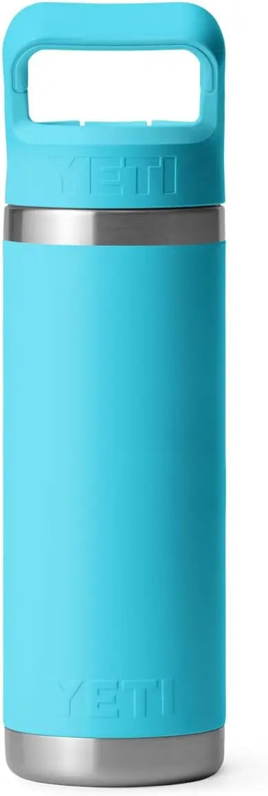 YETI Rambler 18 oz Bottle, Vacuum Insulated, Stainless Steel with Color Matching Straw Cap, Agave Teal Coastal Adventure Co