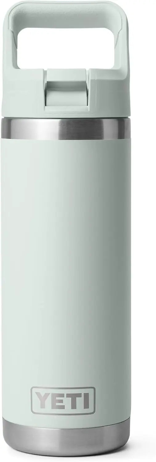 YETI Rambler 18 oz Bottle, Vacuum Insulated, Stainless Steel with Color Matching Straw Cap, Agave Teal Coastal Adventure Co