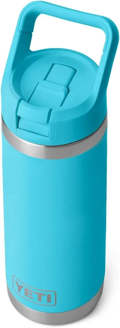 YETI Rambler 18 oz Bottle, Vacuum Insulated, Stainless Steel with Color Matching Straw Cap, Agave Teal Coastal Adventure Co