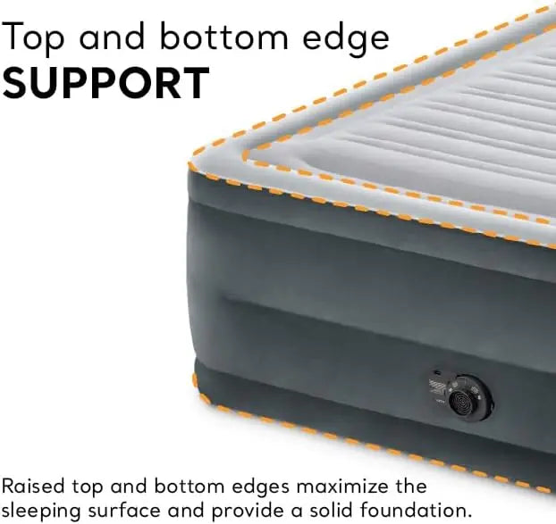 Intex 64417ED 22in Queen Dura-Beam Comfort Plush High-Rise Inflatable Air Mattress with Built in Pump for Travel and Camping, 600lb Weight Capacity Coastal Adventure Co