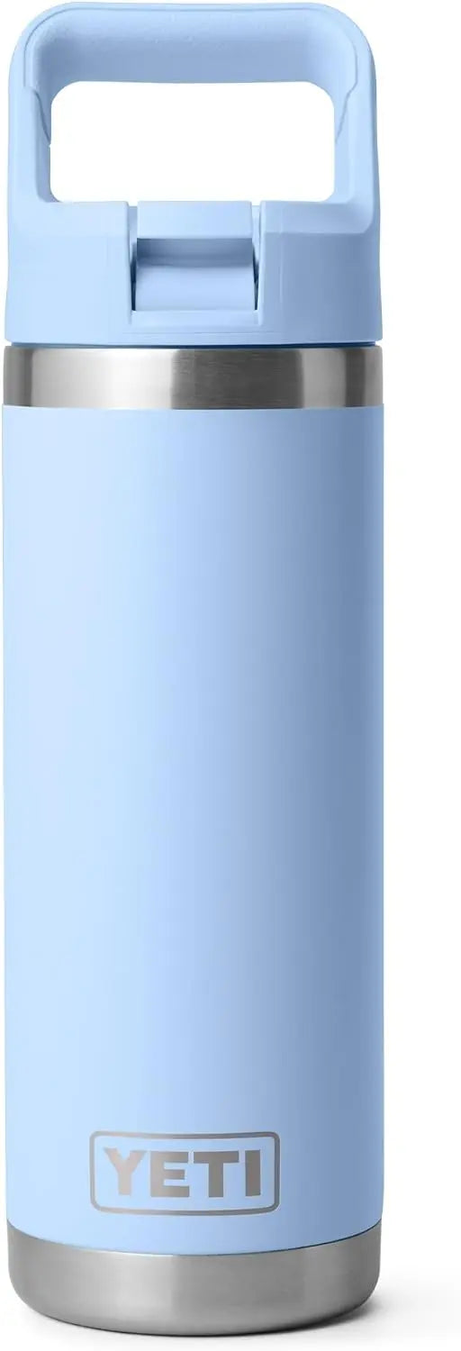 YETI Rambler 18 oz Bottle, Vacuum Insulated, Stainless Steel with Color Matching Straw Cap, Agave Teal Coastal Adventure Co