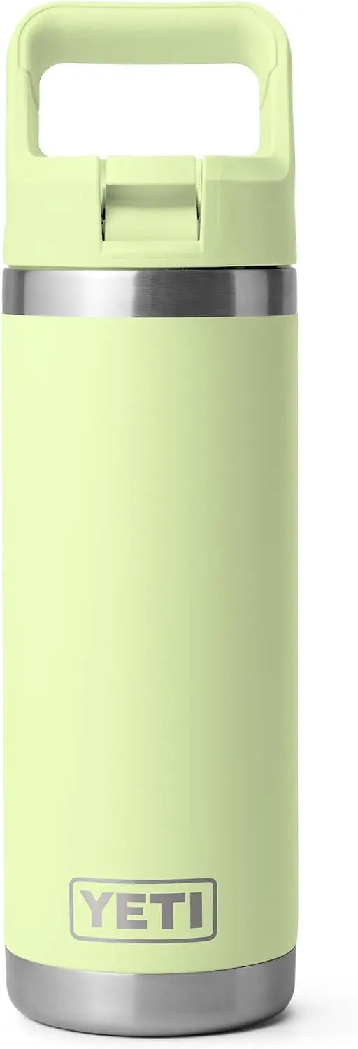YETI Rambler 18 oz Bottle, Vacuum Insulated, Stainless Steel with Color Matching Straw Cap, Agave Teal Coastal Adventure Co