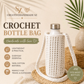 Crochet Water Bottle Holder Bag, Boho Bottle Carrier, Cotton Shoulder Sling, Handmade Drink Holder, Festival Crossbody Bag, Summer Gift-0