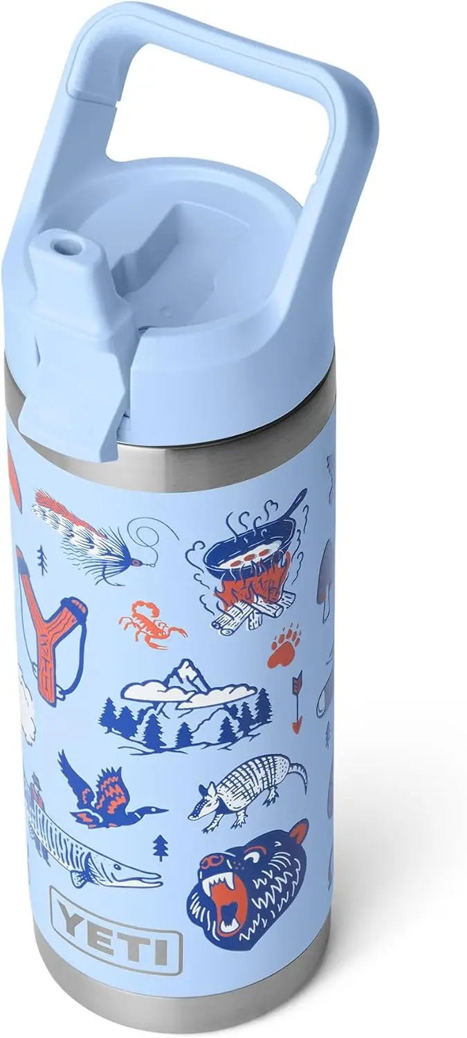 YETI Rambler 18 oz Bottle, Vacuum Insulated, Stainless Steel with Color Matching Straw Cap, Agave Teal Coastal Adventure Co