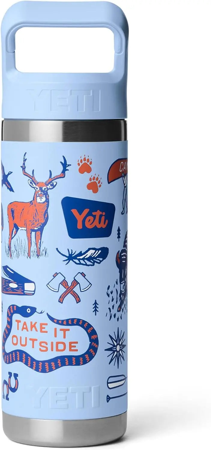 YETI Rambler 18 oz Bottle, Vacuum Insulated, Stainless Steel with Color Matching Straw Cap, Agave Teal Coastal Adventure Co