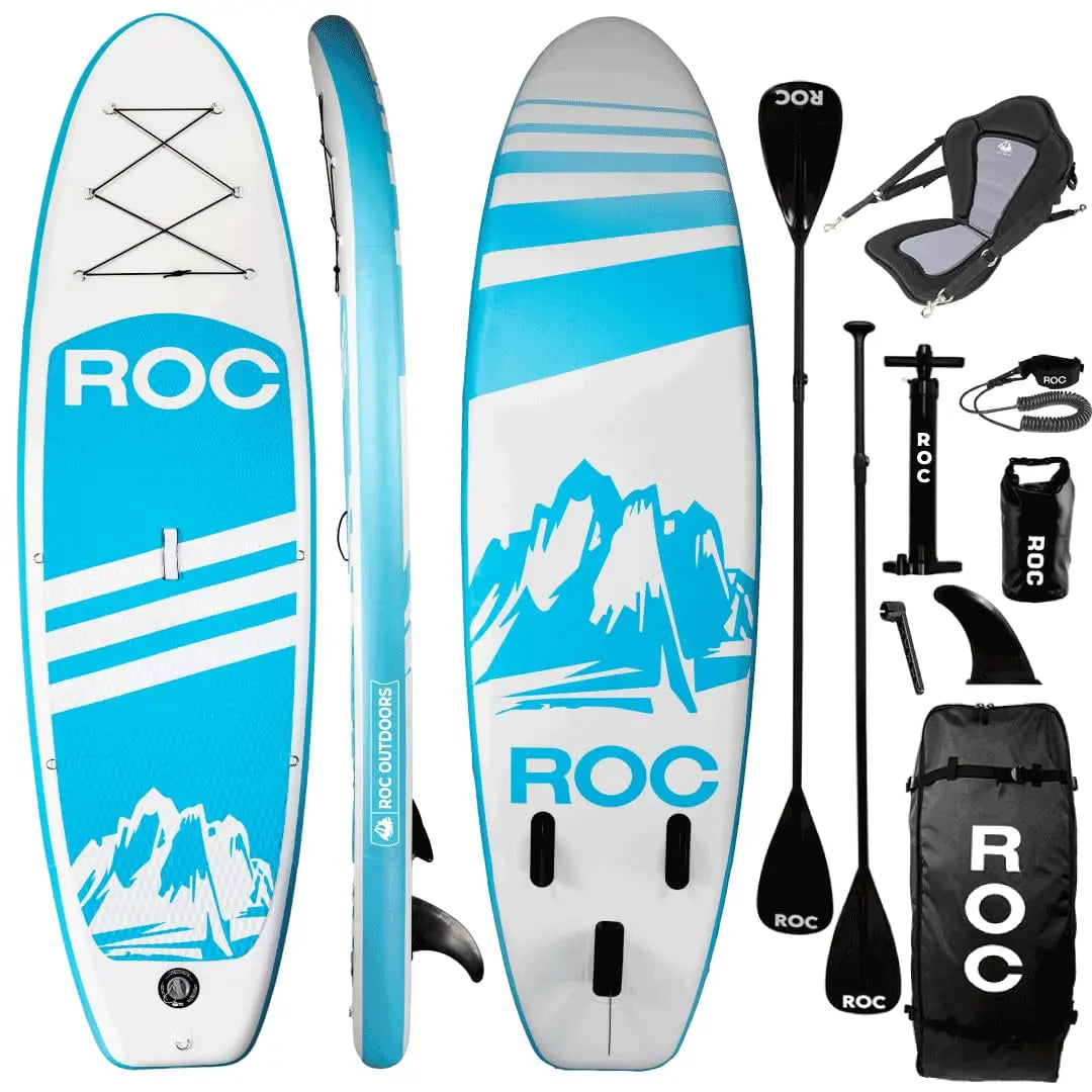 Roc Inflatable Stand Up Paddle Board 10' 6" with Premium SUP Paddle Board Accessories, Wide Stable Design, Non-Slip Comfort Deck for Youth & Adults Coastal Adventure Co