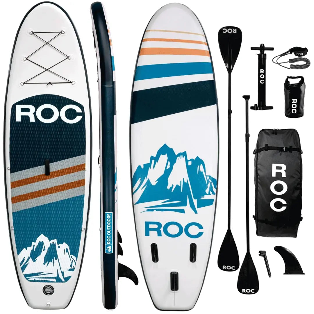 Roc Inflatable Stand Up Paddle Board 10' 6" with Premium SUP Paddle Board Accessories, Wide Stable Design, Non-Slip Comfort Deck for Youth & Adults Coastal Adventure Co