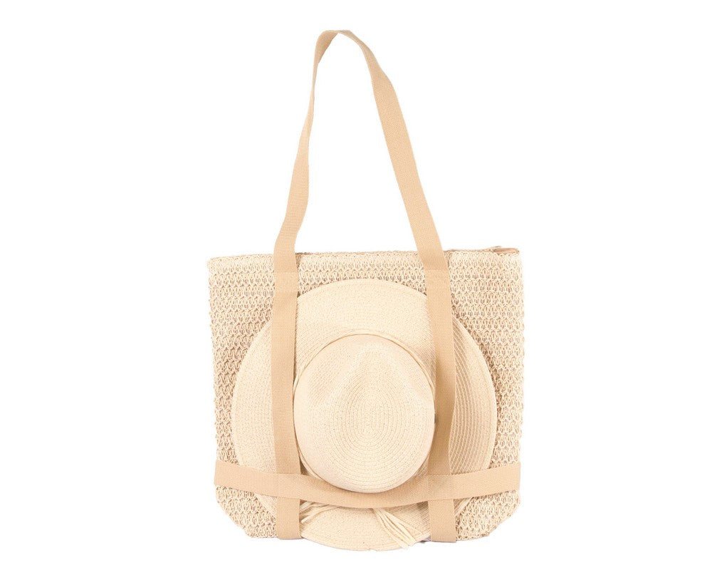 Natural Hat & Bag Summer Beach Set-0