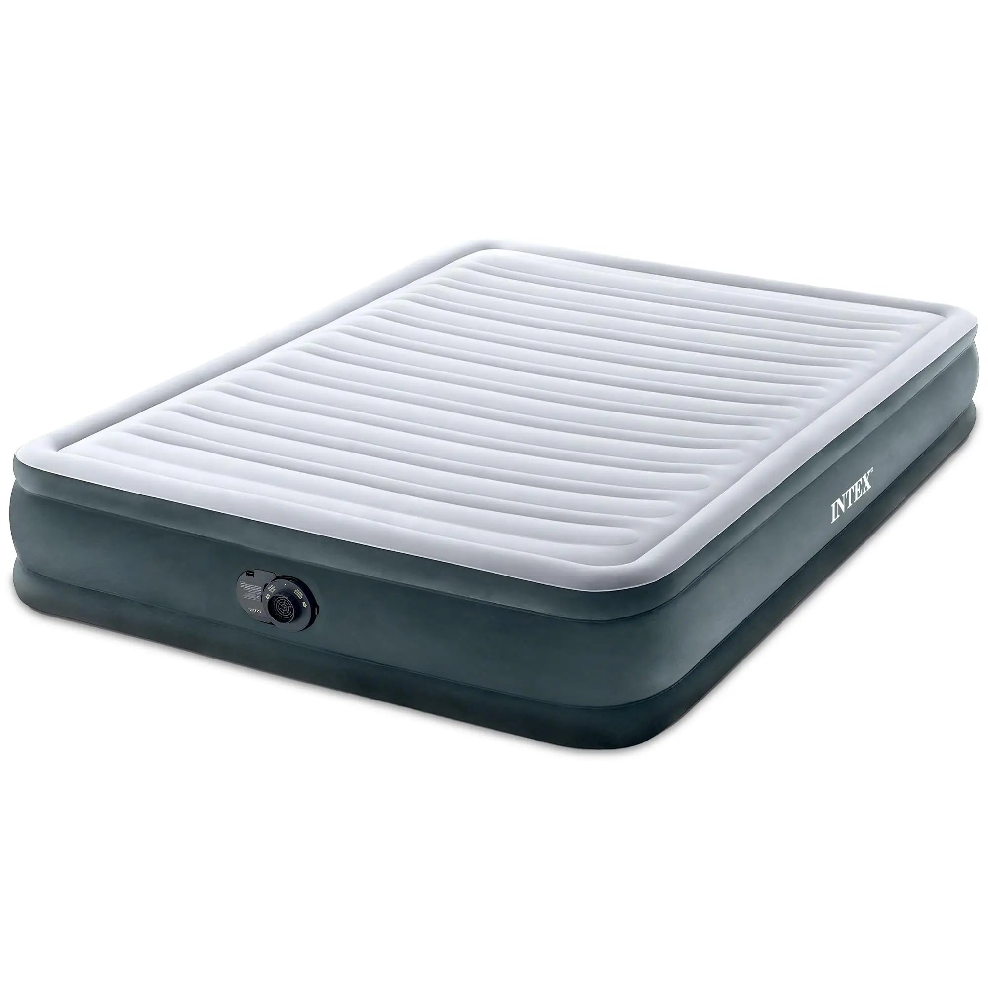 Intex 64417ED 22in Queen Dura-Beam Comfort Plush High-Rise Inflatable Air Mattress with Built in Pump for Travel and Camping, 600lb Weight Capacity Coastal Adventure Co