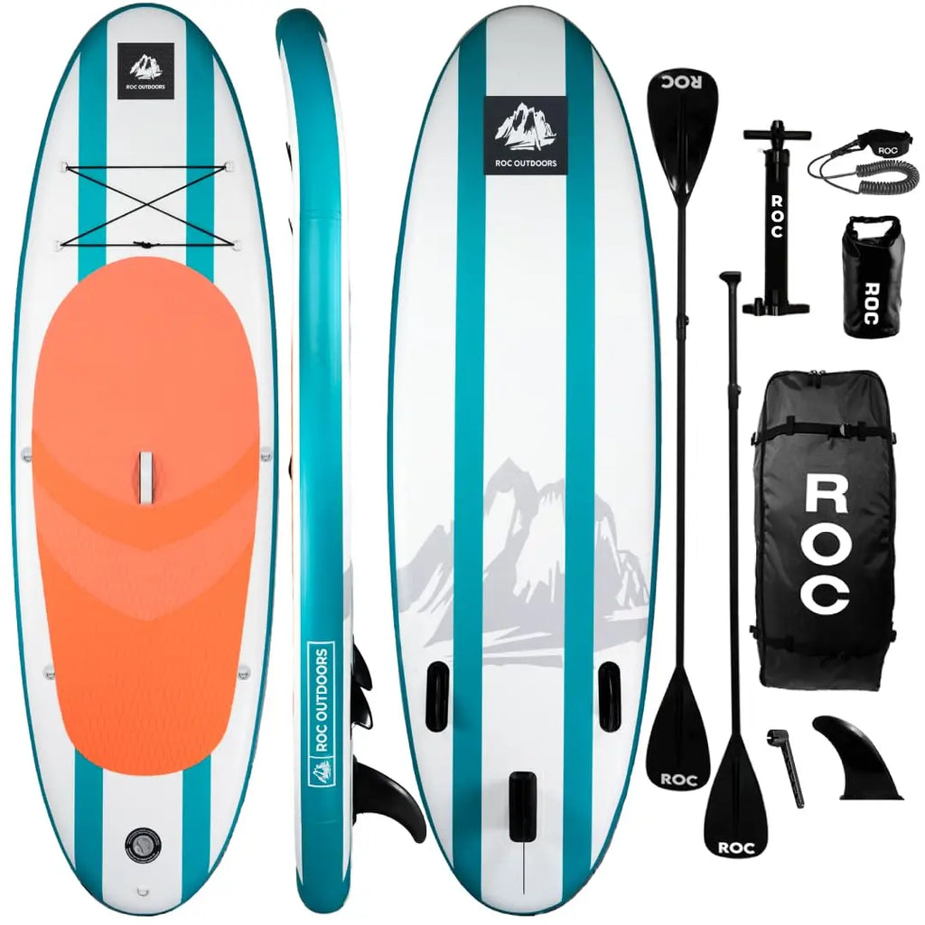 Roc Inflatable Stand Up Paddle Board 10' 6" with Premium SUP Paddle Board Accessories, Wide Stable Design, Non-Slip Comfort Deck for Youth & Adults Coastal Adventure Co
