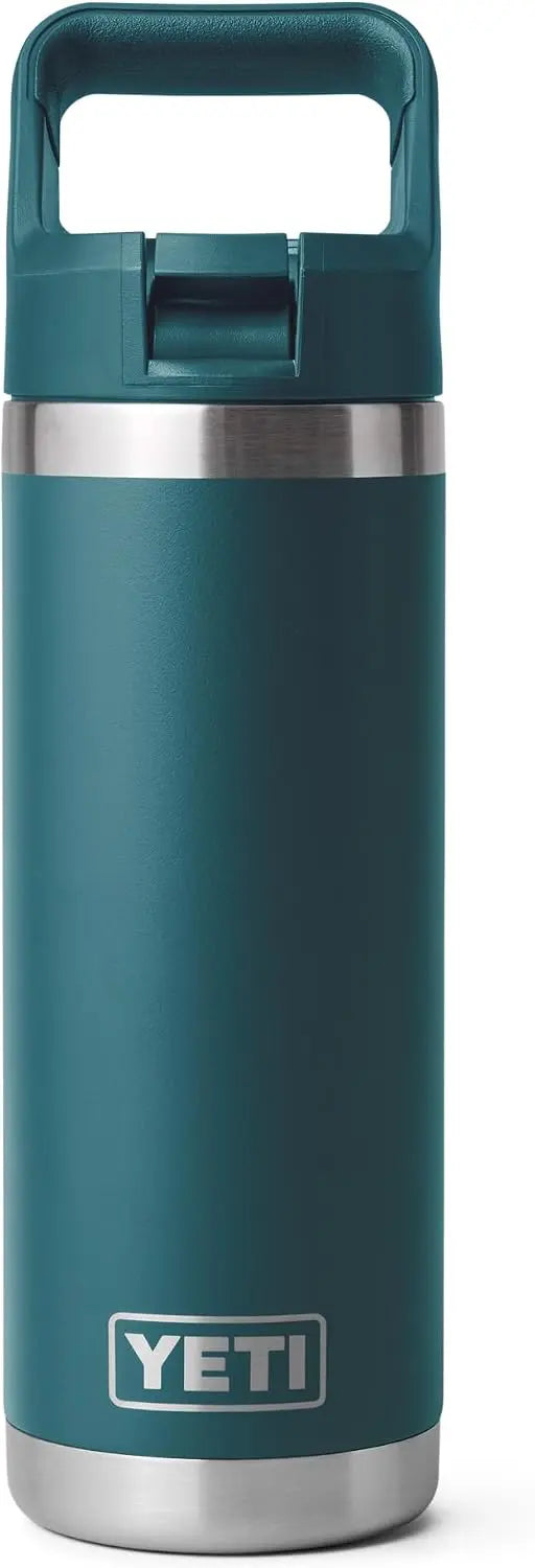YETI Rambler 18 oz Bottle, Vacuum Insulated, Stainless Steel with Color Matching Straw Cap, Agave Teal Coastal Adventure Co