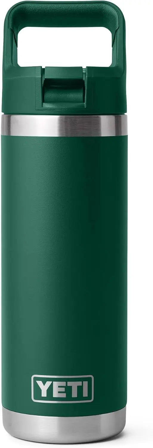 YETI Rambler 18 oz Bottle, Vacuum Insulated, Stainless Steel with Color Matching Straw Cap, Agave Teal Coastal Adventure Co