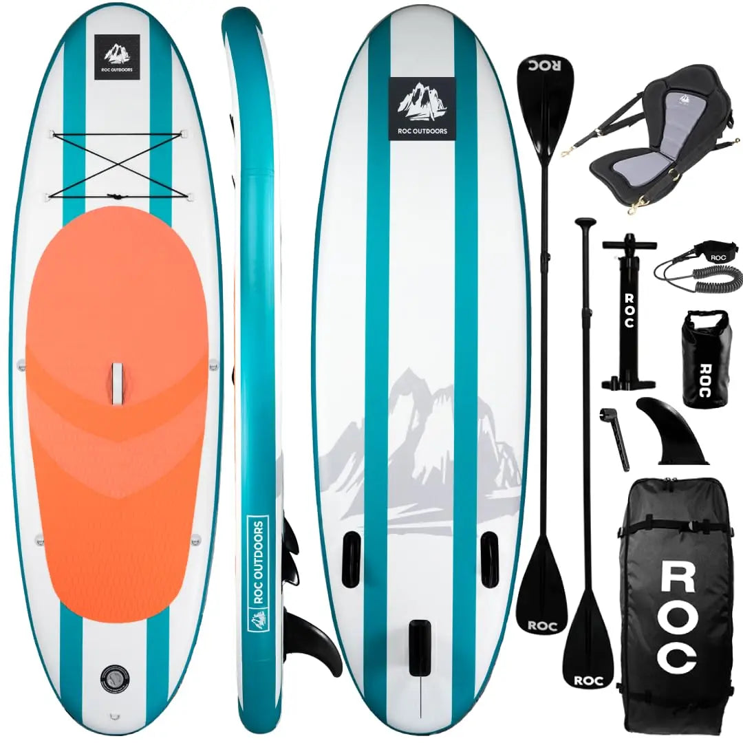 Roc Inflatable Stand Up Paddle Board 10' 6" with Premium SUP Paddle Board Accessories, Wide Stable Design, Non-Slip Comfort Deck for Youth & Adults Coastal Adventure Co