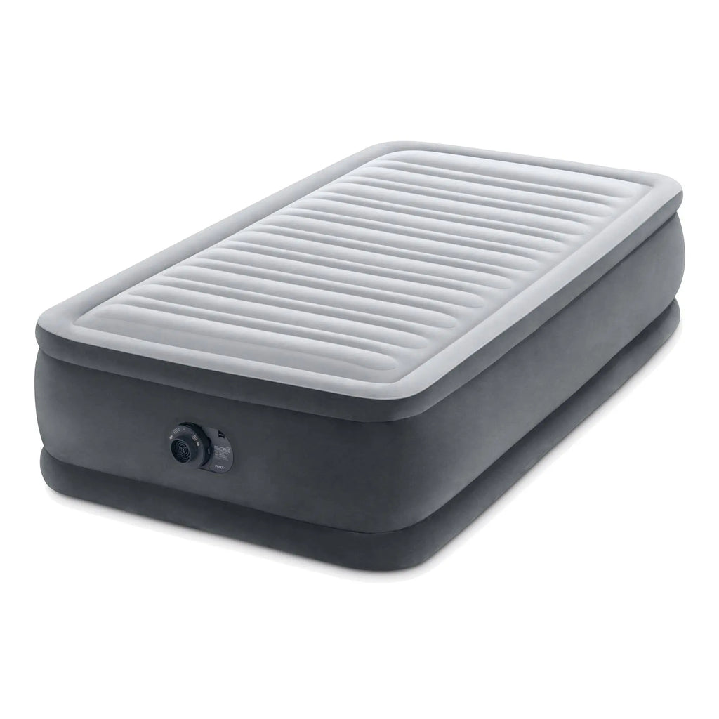 Intex 64417ED 22in Queen Dura-Beam Comfort Plush High-Rise Inflatable Air Mattress with Built in Pump for Travel and Camping, 600lb Weight Capacity Coastal Adventure Co