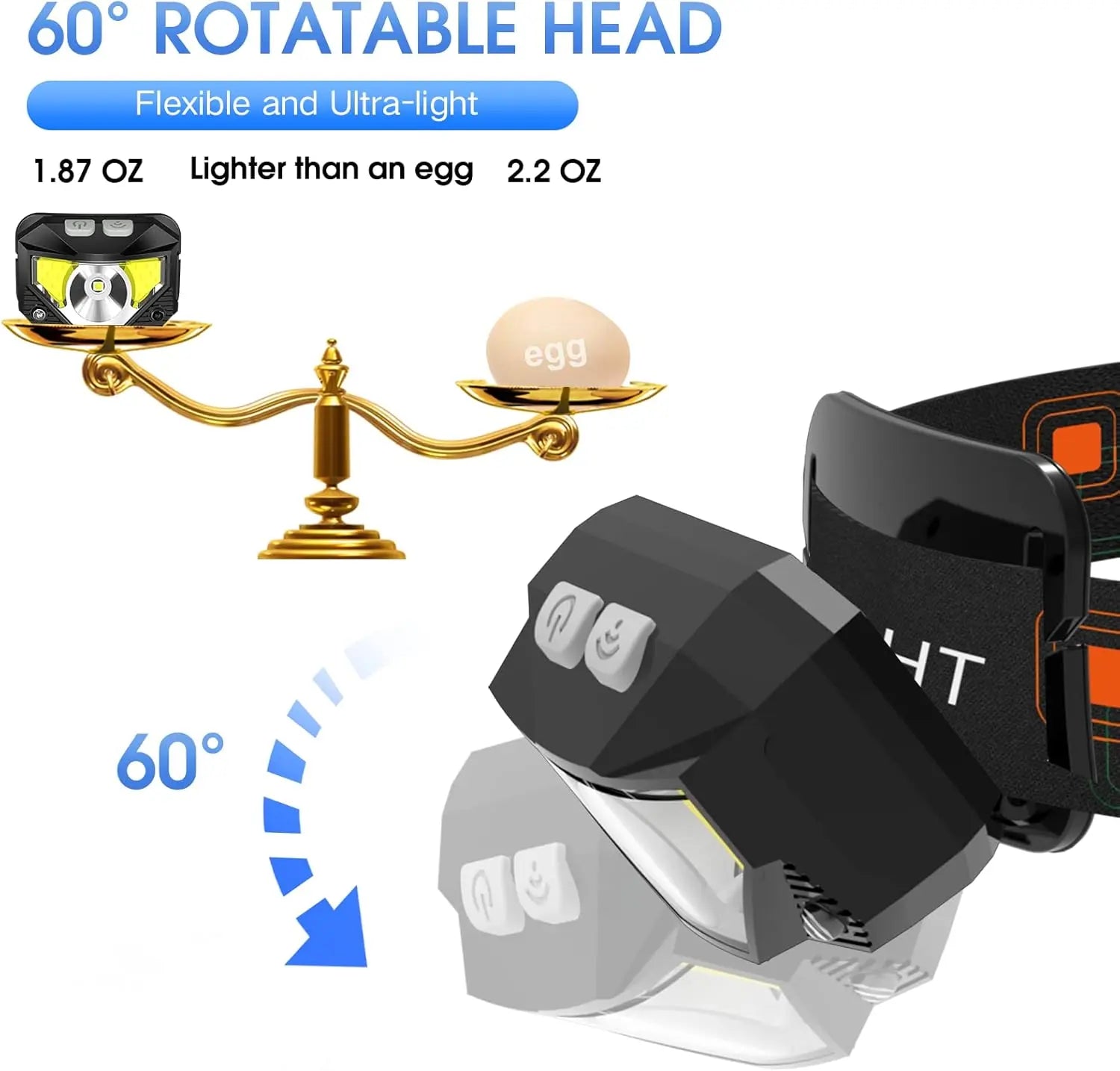 LHKNL Headlamp Flashlight, Lumen Bright Head Lamps LED Rechargeable Camping | Ultra-Light, with White Red Light, 2-Pack Waterproof Motion Sensor Headlight, 8 Modes for Outdoor Running Hiking Fishing Coastal Adventure Co