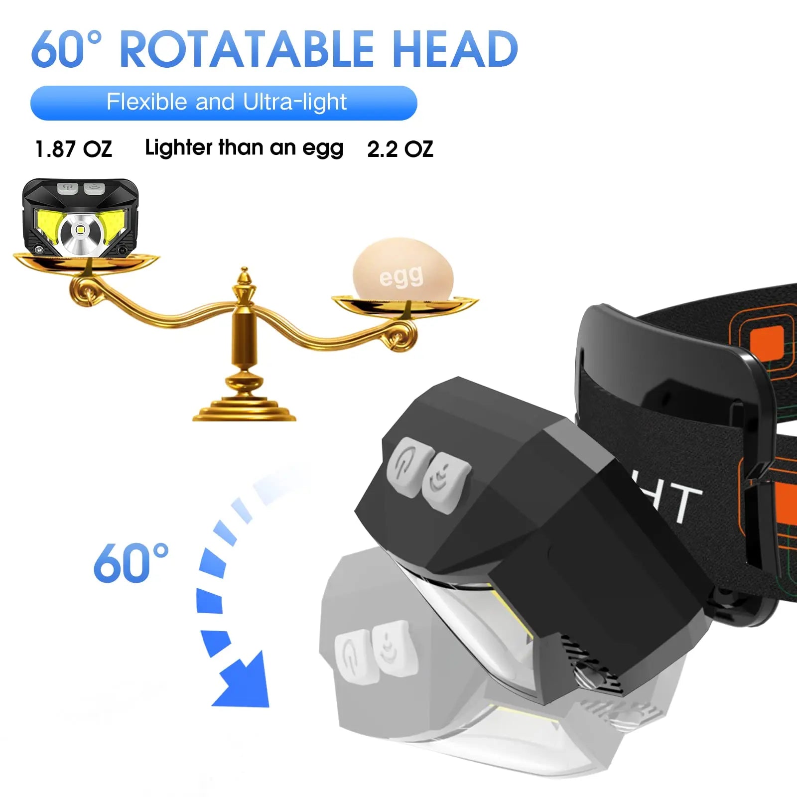 LHKNL Headlamp Flashlight, Lumen Bright Head Lamps LED Rechargeable Camping | Ultra-Light, with White Red Light, 2-Pack Waterproof Motion Sensor Headlight, 8 Modes for Outdoor Running Hiking Fishing Coastal Adventure Co
