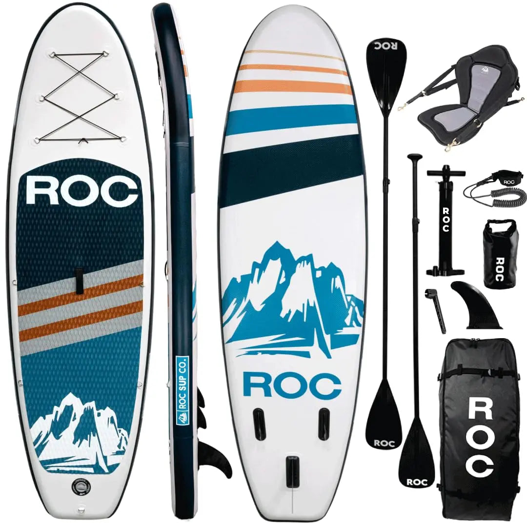 Roc Inflatable Stand Up Paddle Board 10' 6" with Premium SUP Paddle Board Accessories, Wide Stable Design, Non-Slip Comfort Deck for Youth & Adults Coastal Adventure Co