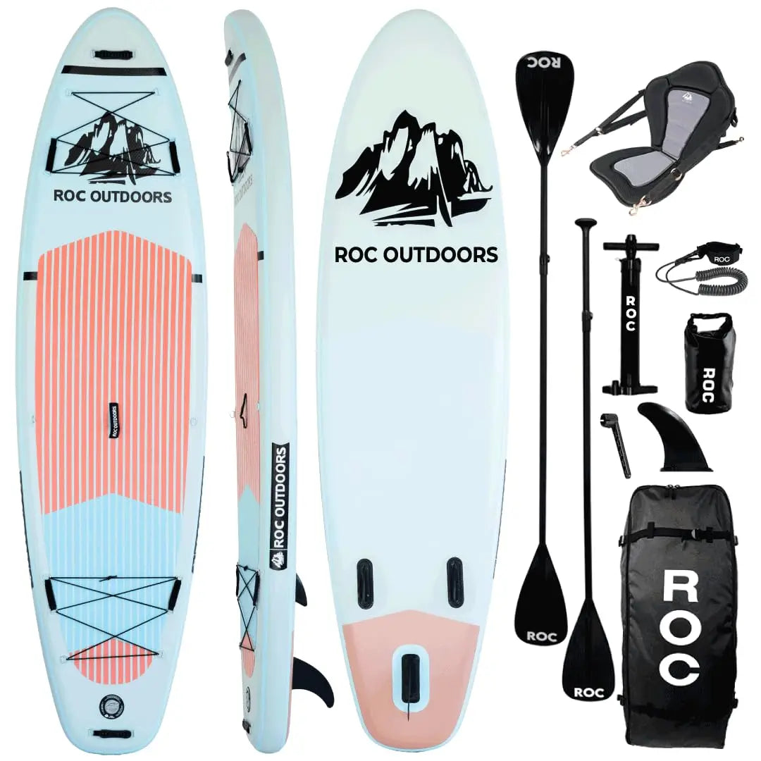 Roc Inflatable Stand Up Paddle Board 10' 6" with Premium SUP Paddle Board Accessories, Wide Stable Design, Non-Slip Comfort Deck for Youth & Adults Coastal Adventure Co