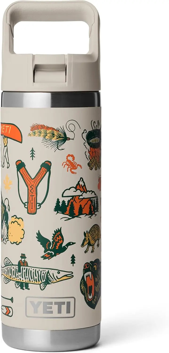 YETI Rambler 18 oz Bottle, Vacuum Insulated, Stainless Steel with Color Matching Straw Cap, Agave Teal Coastal Adventure Co