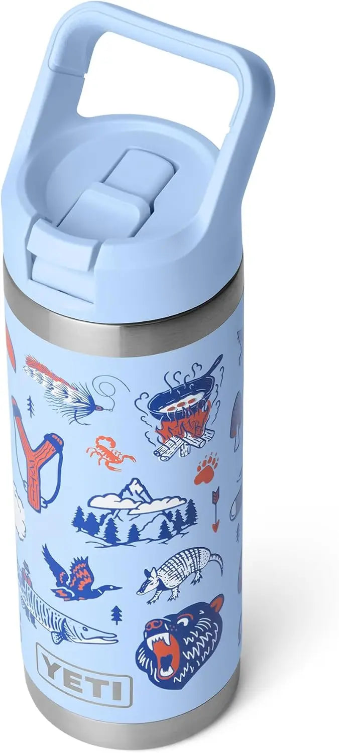 YETI Rambler 18 oz Bottle, Vacuum Insulated, Stainless Steel with Color Matching Straw Cap, Agave Teal Coastal Adventure Co