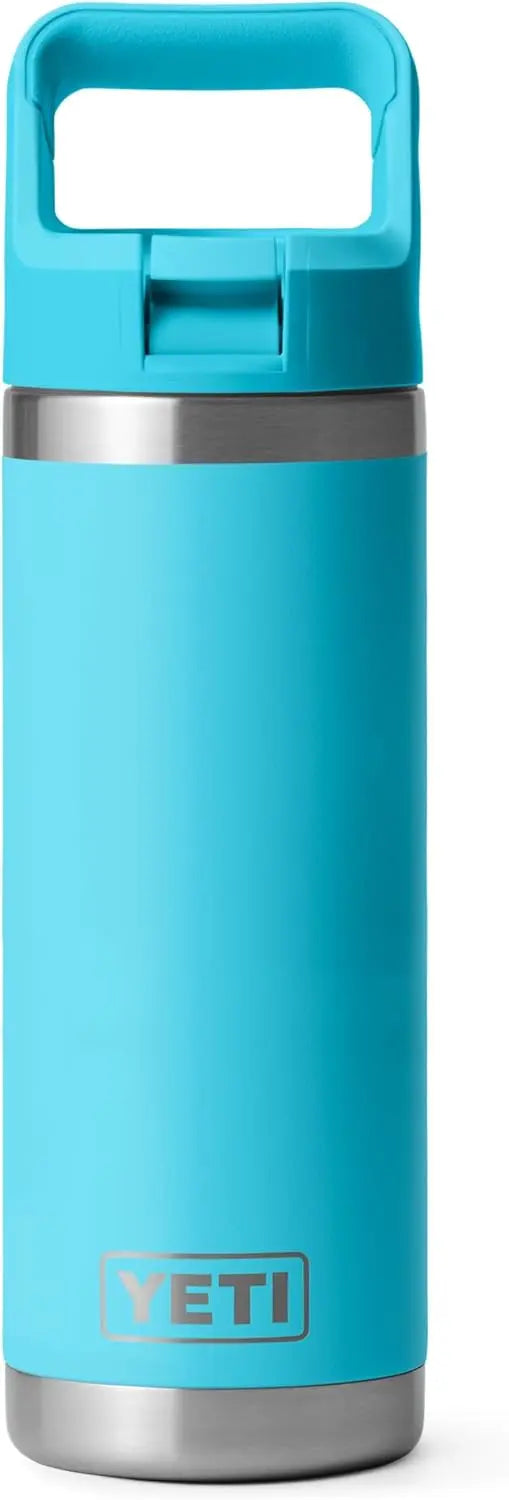 YETI Rambler 18 oz Bottle, Vacuum Insulated, Stainless Steel with Color Matching Straw Cap, Agave Teal Coastal Adventure Co