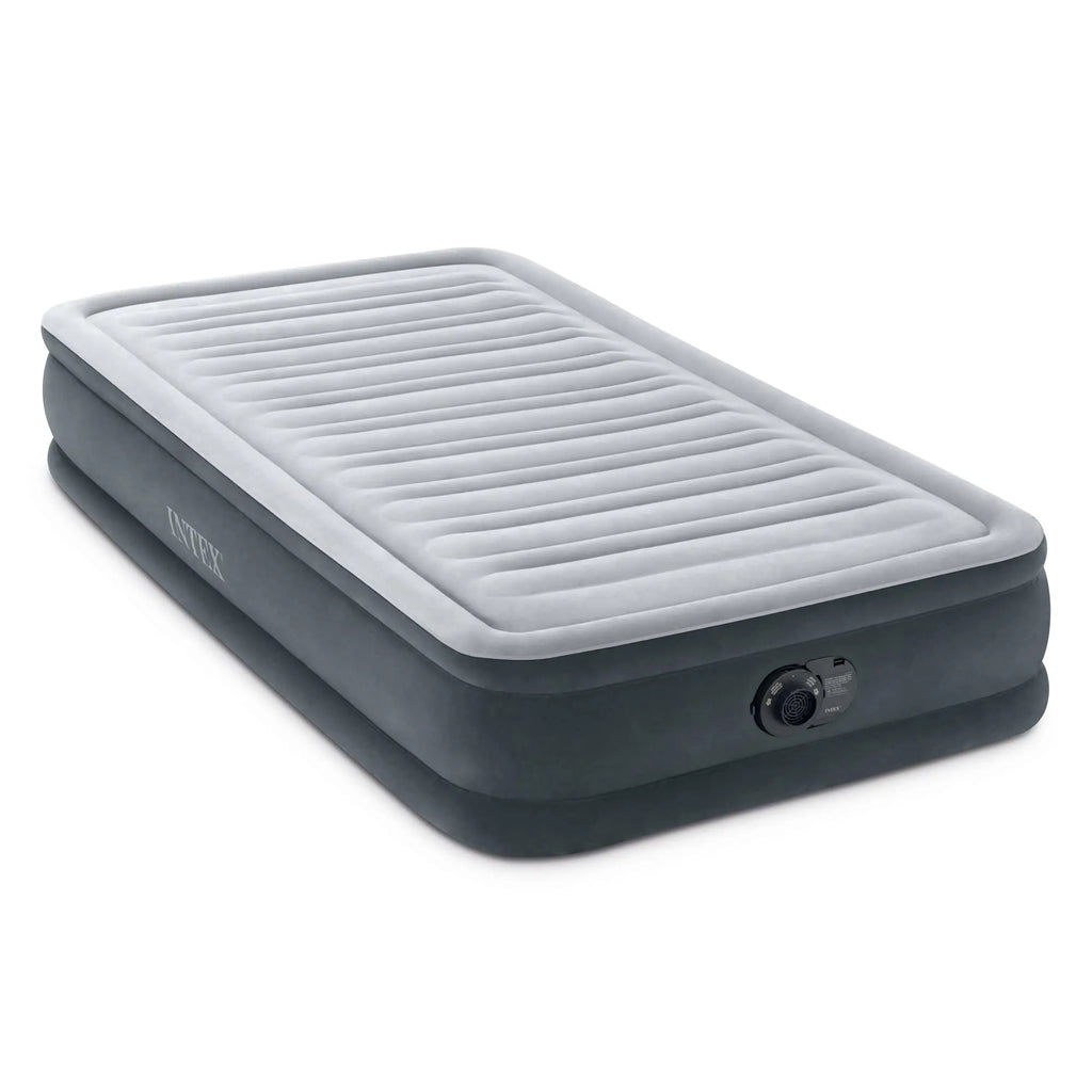 Intex 64417ED 22in Queen Dura-Beam Comfort Plush High-Rise Inflatable Air Mattress with Built in Pump for Travel and Camping, 600lb Weight Capacity Coastal Adventure Co