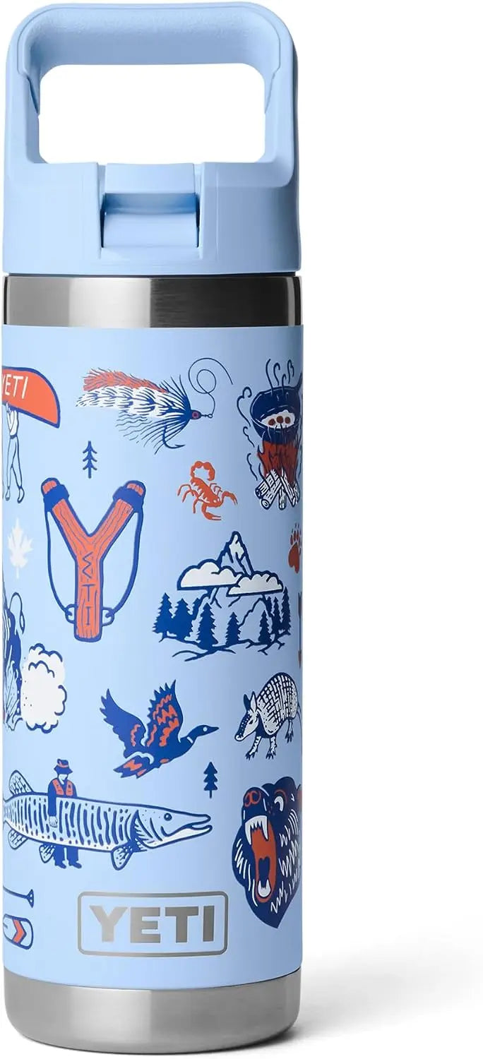 YETI Rambler 18 oz Bottle, Vacuum Insulated, Stainless Steel with Color Matching Straw Cap, Agave Teal Coastal Adventure Co
