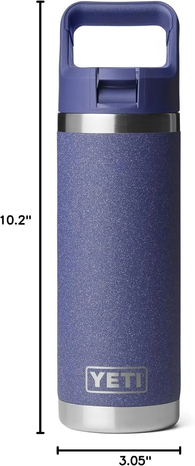 YETI Rambler 18 oz Bottle, Vacuum Insulated, Stainless Steel with Color Matching Straw Cap, Agave Teal Coastal Adventure Co