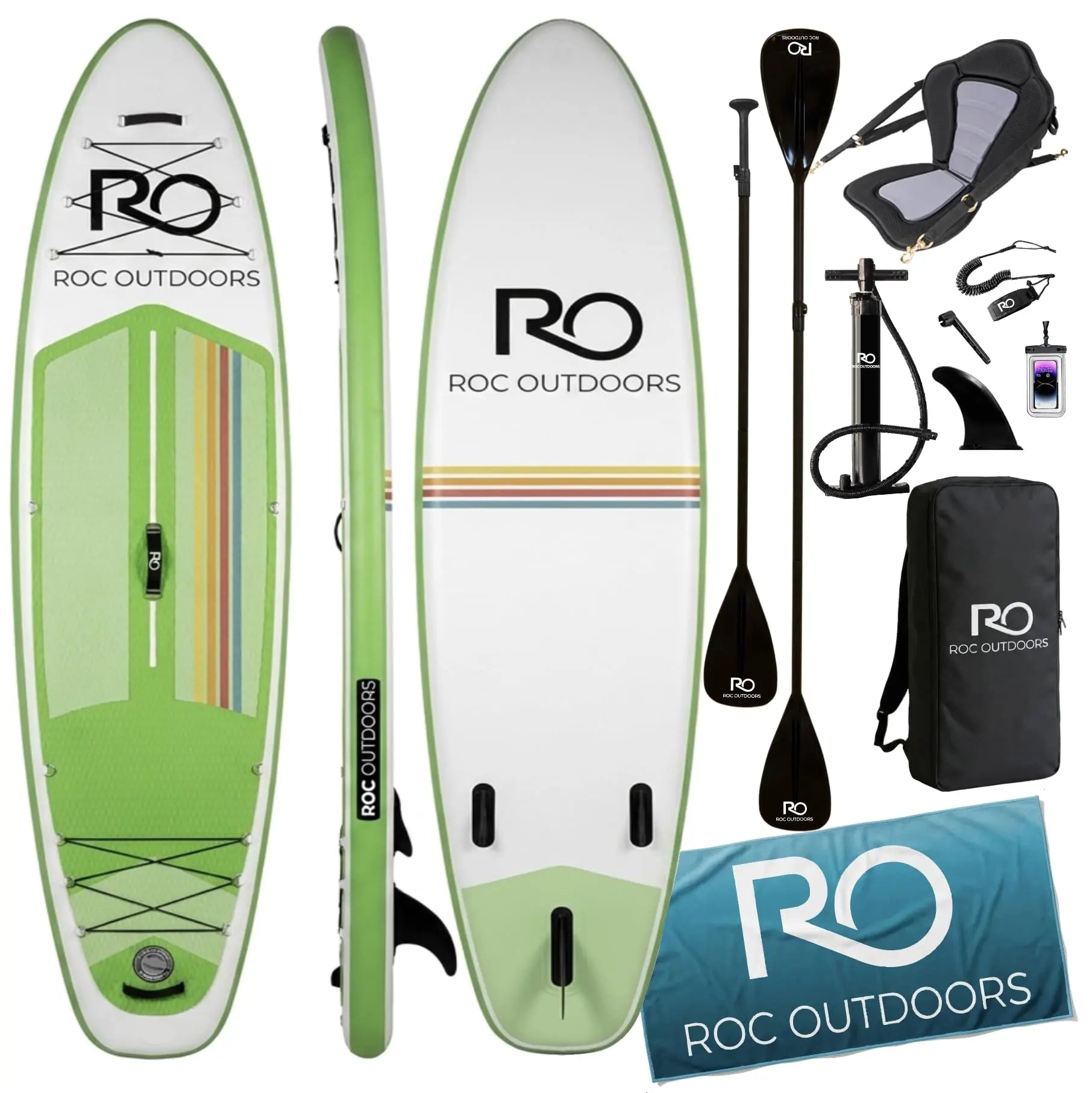 Roc Inflatable Stand Up Paddle Board 10' 6" with Premium SUP Paddle Board Accessories, Wide Stable Design, Non-Slip Comfort Deck for Youth & Adults Coastal Adventure Co