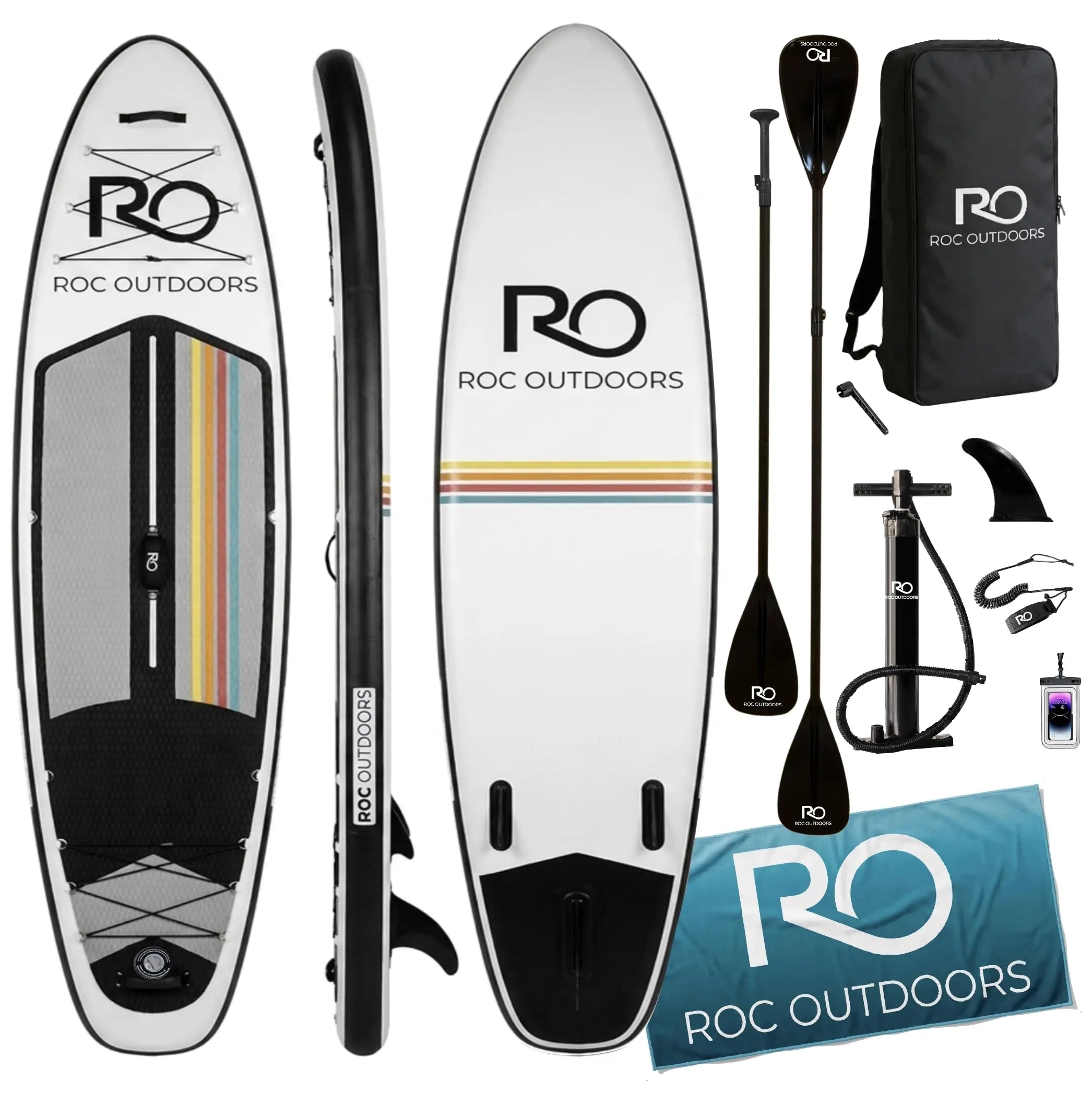 Roc Inflatable Stand Up Paddle Board 10' 6" with Premium SUP Paddle Board Accessories, Wide Stable Design, Non-Slip Comfort Deck for Youth & Adults Coastal Adventure Co