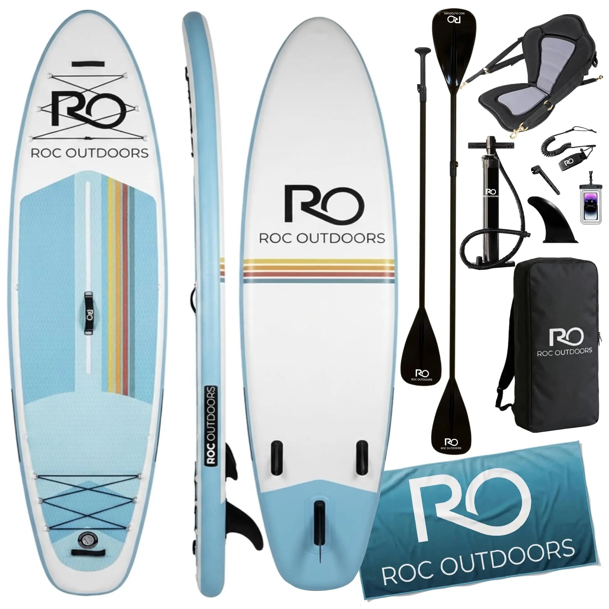 Roc Inflatable Stand Up Paddle Board 10' 6" with Premium SUP Paddle Board Accessories, Wide Stable Design, Non-Slip Comfort Deck for Youth & Adults Coastal Adventure Co