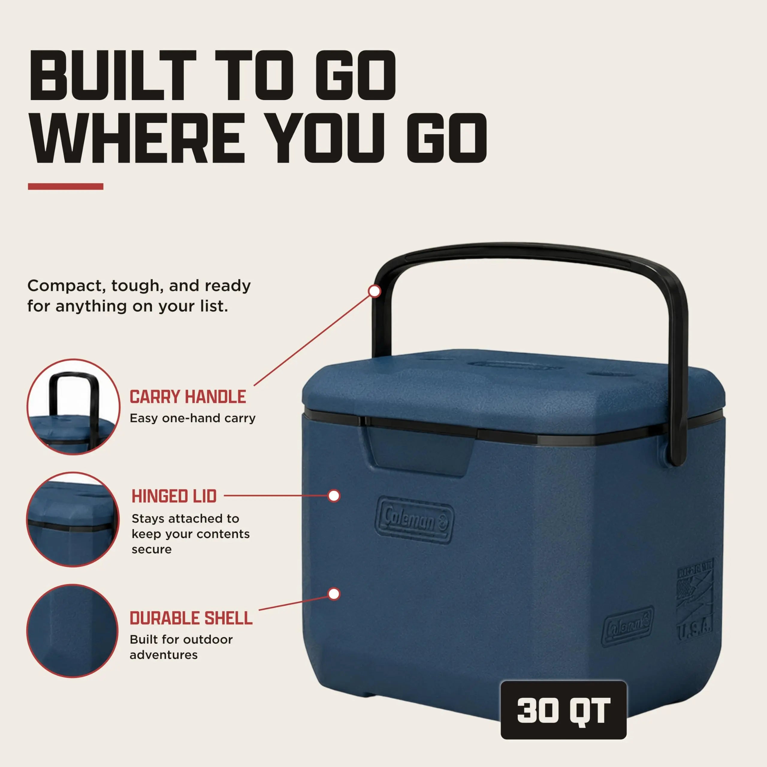 Coleman Chiller 9/16/30/48/60qt Cooler with Ice Retention, Leak Resistant, Great for Camping, Concerts, Sports, and More Coastal Adventure Co
