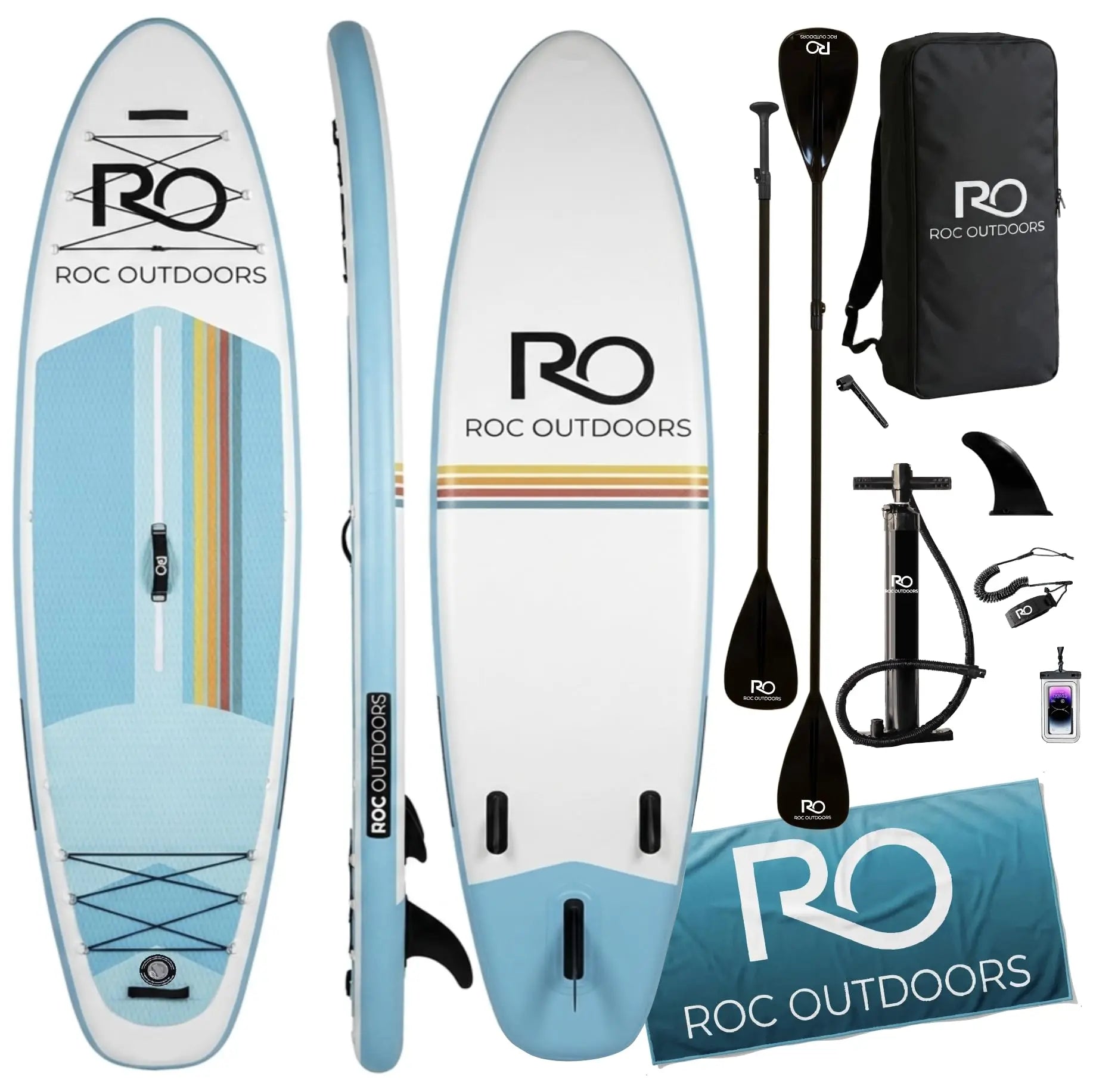 Roc Inflatable Stand Up Paddle Board 10' 6" with Premium SUP Paddle Board Accessories, Wide Stable Design, Non-Slip Comfort Deck for Youth & Adults Coastal Adventure Co