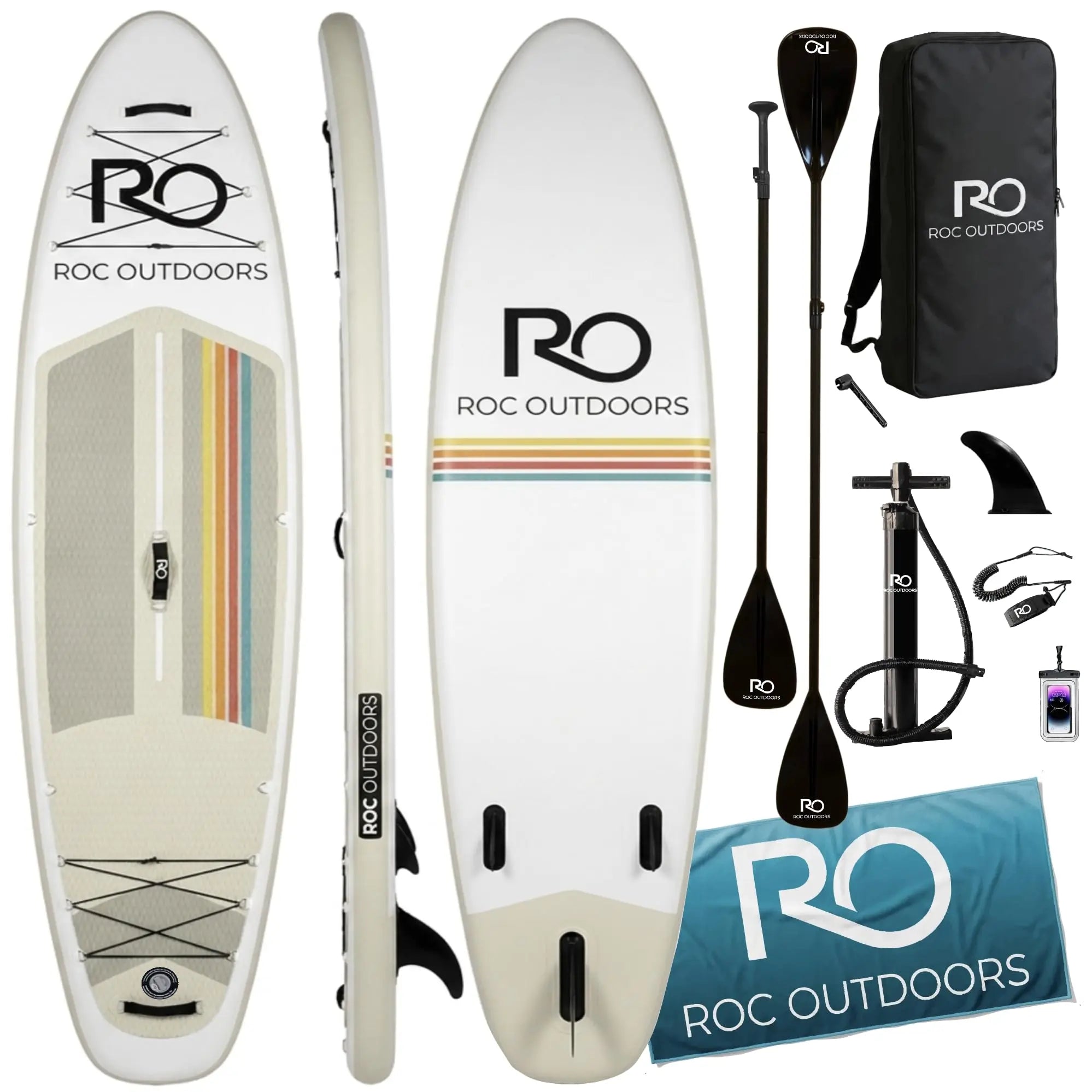 Roc Inflatable Stand Up Paddle Board 10' 6" with Premium SUP Paddle Board Accessories, Wide Stable Design, Non-Slip Comfort Deck for Youth & Adults Coastal Adventure Co