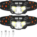 LHKNL Headlamp Flashlight, Lumen Bright Head Lamps LED Rechargeable Camping | Ultra-Light, with White Red Light, 2-Pack Waterproof Motion Sensor Headlight, 8 Modes for Outdoor Running Hiking Fishing Coastal Adventure Co