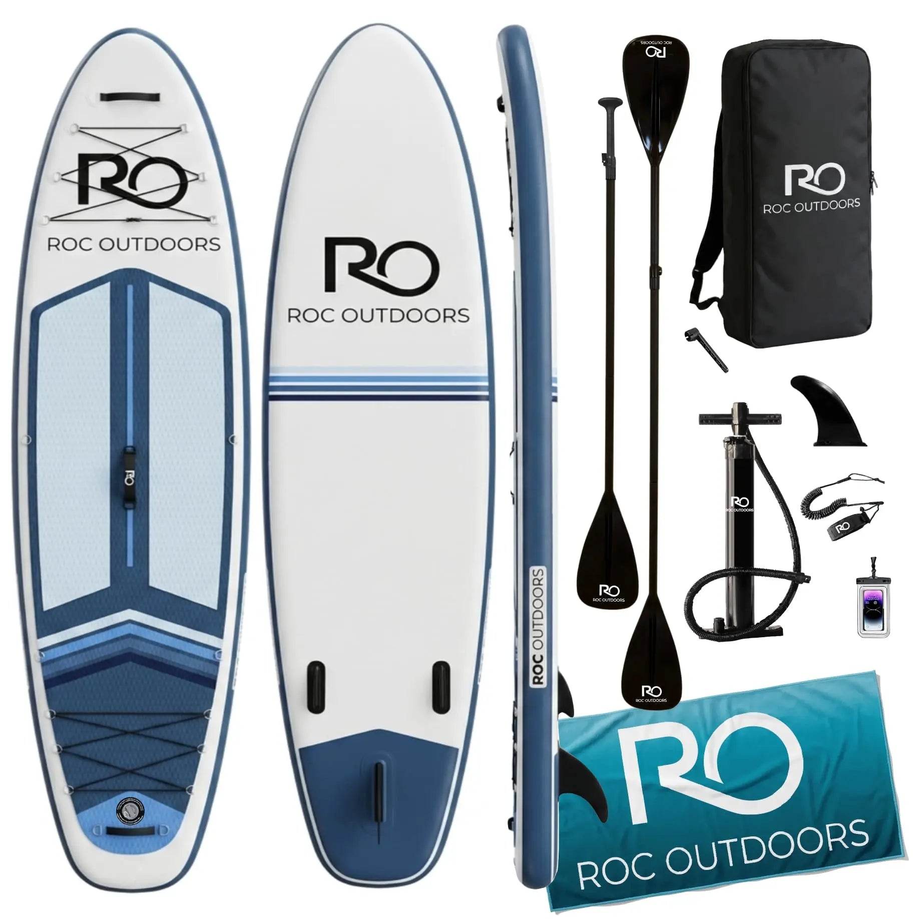 Roc Inflatable Stand Up Paddle Board 10' 6" with Premium SUP Paddle Board Accessories, Wide Stable Design, Non-Slip Comfort Deck for Youth & Adults Coastal Adventure Co