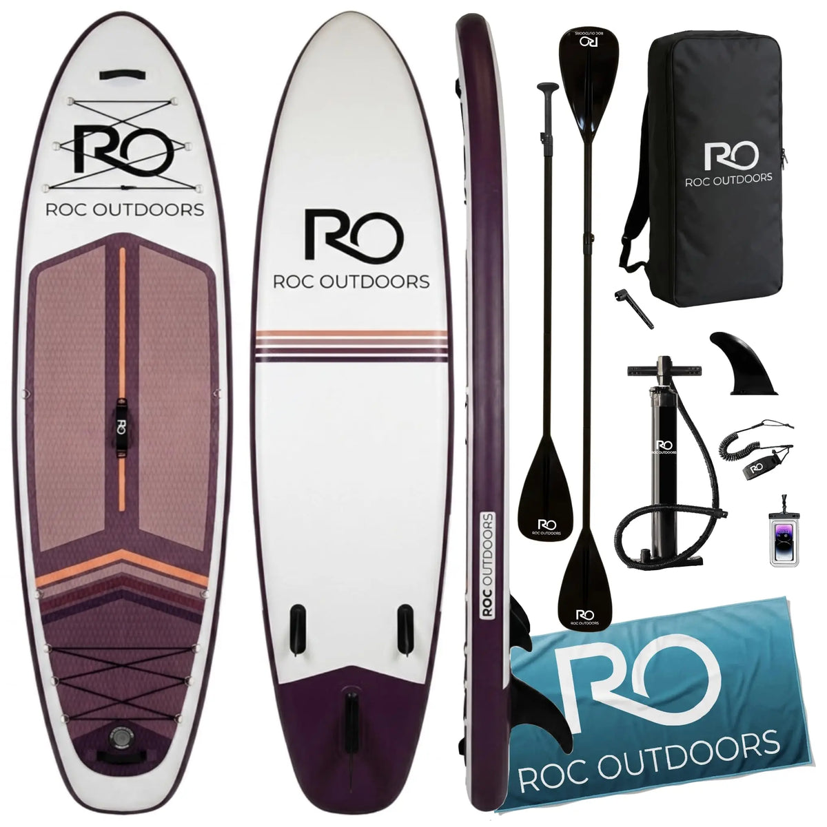 Roc Inflatable Stand Up Paddle Board 10' 6" with Premium SUP Paddle Board Accessories, Wide Stable Design, Non-Slip Comfort Deck for Youth & Adults Coastal Adventure Co