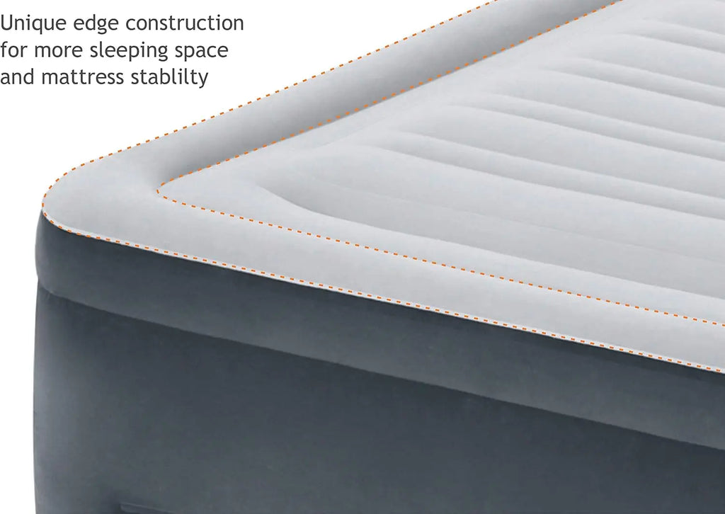 Intex 64417ED 22in Queen Dura-Beam Comfort Plush High-Rise Inflatable Air Mattress with Built in Pump for Travel and Camping, 600lb Weight Capacity Coastal Adventure Co