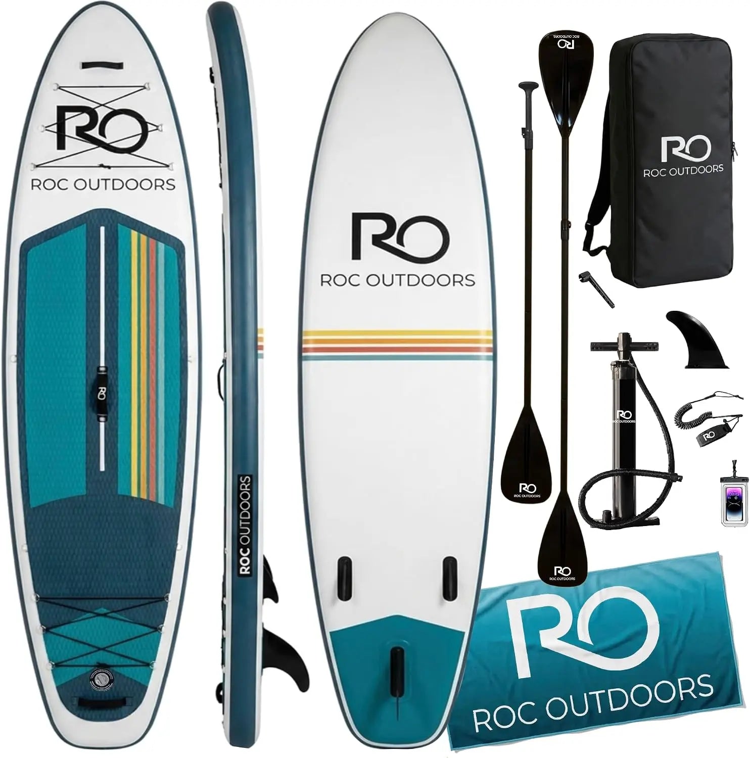 Roc Inflatable Stand Up Paddle Board 10' 6" with Premium SUP Paddle Board Accessories, Wide Stable Design, Non-Slip Comfort Deck for Youth & Adults Coastal Adventure Co
