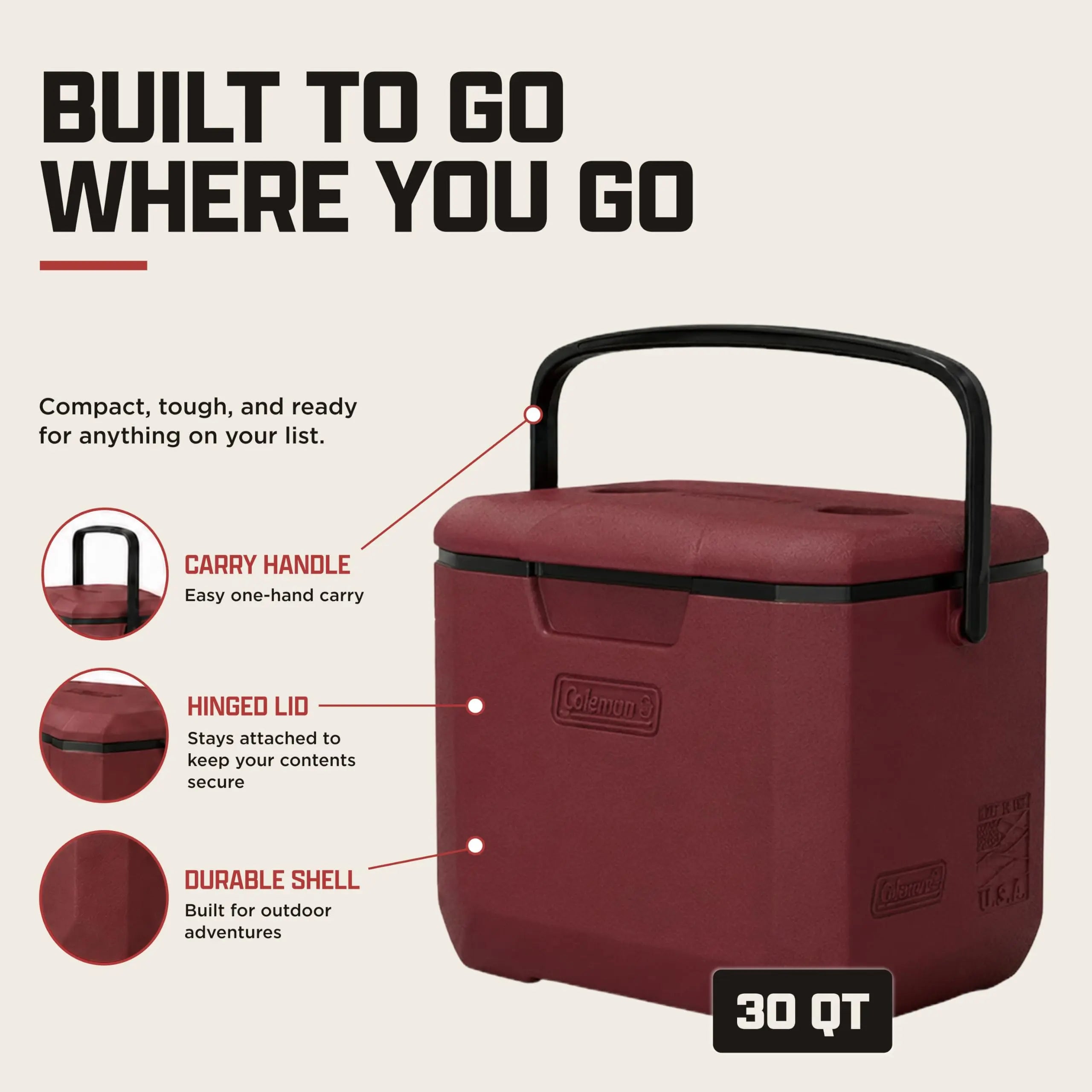 Coleman Chiller 9/16/30/48/60qt Cooler with Ice Retention, Leak Resistant, Great for Camping, Concerts, Sports, and More Coastal Adventure Co