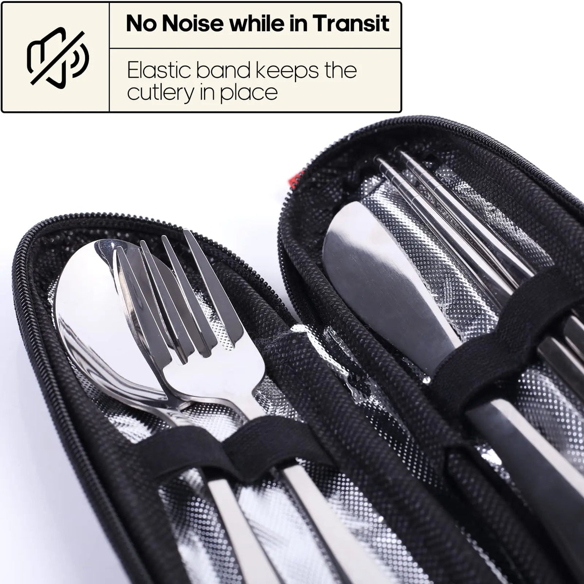 Travel Utensils with Case, Quatish Portable Silverware Set for Work, Stainless Steel Reusable Travel Cutlery Set, Fork and Spoon Set for Camping, Picnic, Gadgets, Lunch Box for Men, Black Coastal Adventure Co
