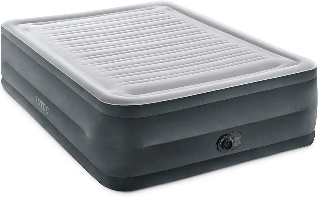 Intex 64417ED 22in Queen Dura-Beam Comfort Plush High-Rise Inflatable Air Mattress with Built in Pump for Travel and Camping, 600lb Weight Capacity Coastal Adventure Co