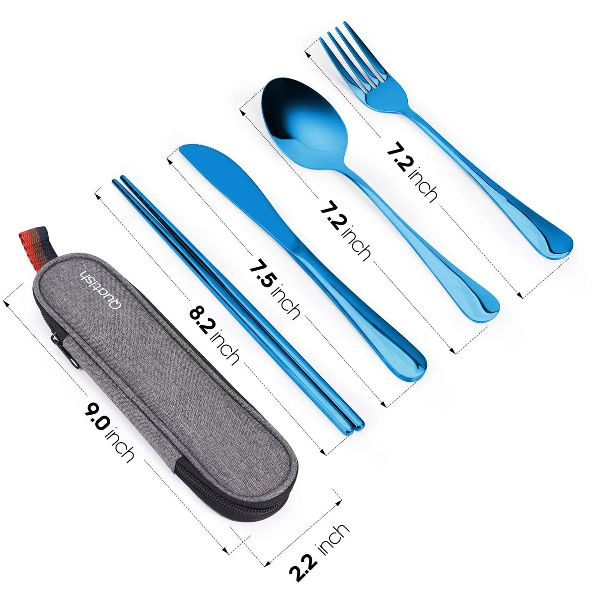 Travel Utensils with Case, Quatish Portable Silverware Set for Work, Stainless Steel Reusable Travel Cutlery Set, Fork and Spoon Set for Camping, Picnic, Gadgets, Lunch Box for Men, Black Coastal Adventure Co