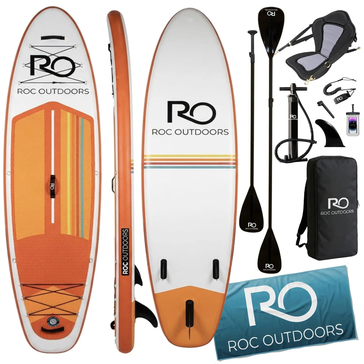 Roc Inflatable Stand Up Paddle Board 10' 6" with Premium SUP Paddle Board Accessories, Wide Stable Design, Non-Slip Comfort Deck for Youth & Adults Coastal Adventure Co