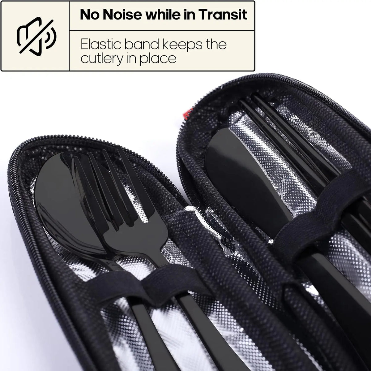 Travel Utensils with Case, Quatish Portable Silverware Set for Work, Stainless Steel Reusable Travel Cutlery Set, Fork and Spoon Set for Camping, Picnic, Gadgets, Lunch Box for Men, Black Coastal Adventure Co