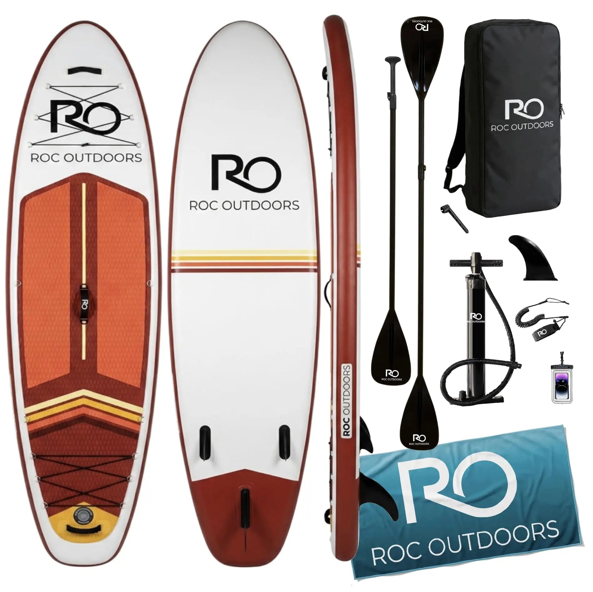 Roc Inflatable Stand Up Paddle Board 10' 6" with Premium SUP Paddle Board Accessories, Wide Stable Design, Non-Slip Comfort Deck for Youth & Adults Coastal Adventure Co
