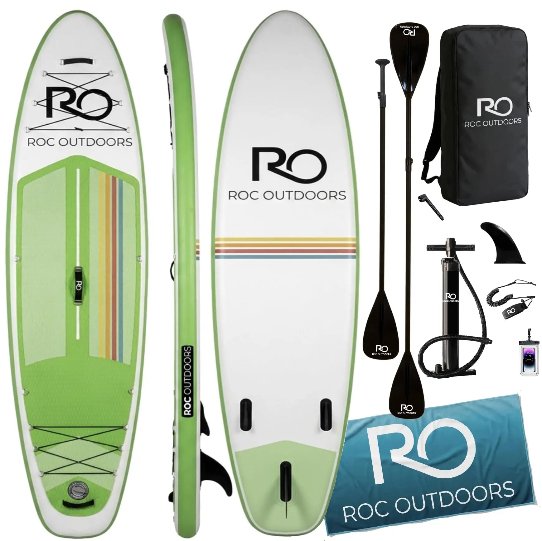 Roc Inflatable Stand Up Paddle Board 10' 6" with Premium SUP Paddle Board Accessories, Wide Stable Design, Non-Slip Comfort Deck for Youth & Adults Coastal Adventure Co
