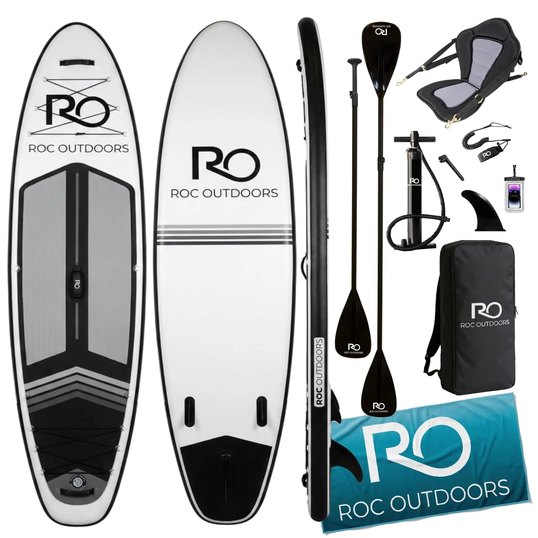 Roc Inflatable Stand Up Paddle Board 10' 6" with Premium SUP Paddle Board Accessories, Wide Stable Design, Non-Slip Comfort Deck for Youth & Adults Coastal Adventure Co